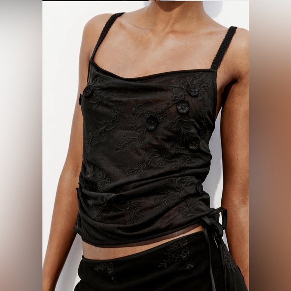 Embroidered tulle top - Picture 1 of 2